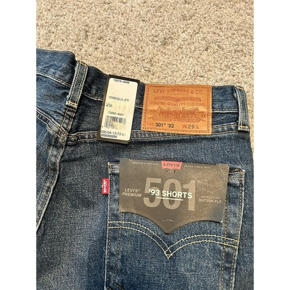 Levi's 501 Premium Cut Off Denim Medium Blue Stretch Jeans Shorts Women's 29 - Picture 6 of 9